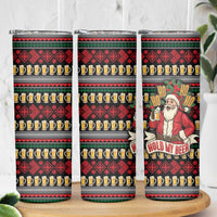 Santa Hold My Beer Christmas Skinny Tumbler with Beer Mugs and Holiday Pattern - Wonder Print Shop