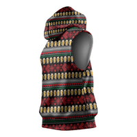 Santa Hold My Beer Christmas Sleeveless Hoodie with Beer Mugs and Holiday Pattern - Wonder Print Shop