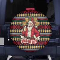 Santa Hold My Beer Christmas Spare Tire Cover with Beer Mugs and Holiday Pattern - Wonder Print Shop