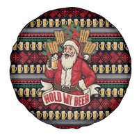 Santa Hold My Beer Christmas Spare Tire Cover with Beer Mugs and Holiday Pattern - Wonder Print Shop