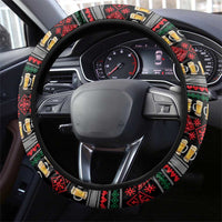 Santa Hold My Beer Christmas Steering Wheel Cover with Beer Mugs and Holiday Pattern - Wonder Print Shop