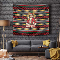 Santa Hold My Beer Christmas Tapestry with Beer Mugs and Holiday Pattern - Wonder Print Shop