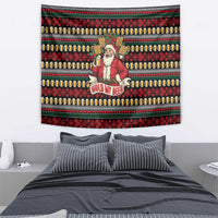 Santa Hold My Beer Christmas Tapestry with Beer Mugs and Holiday Pattern - Wonder Print Shop