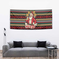 Santa Hold My Beer Christmas Tapestry with Beer Mugs and Holiday Pattern - Wonder Print Shop