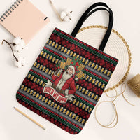 Santa Hold My Beer Christmas Tote Bag with Beer Mugs and Holiday Pattern - Wonder Print Shop