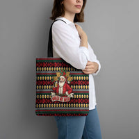 Santa Hold My Beer Christmas Tote Bag with Beer Mugs and Holiday Pattern - Wonder Print Shop
