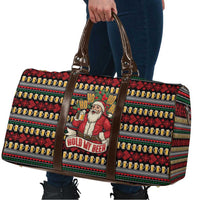 Santa Hold My Beer Christmas Travel Bag with Beer Mugs and Holiday Pattern - Wonder Print Shop