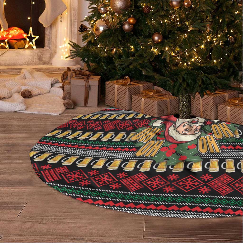 Santa Hold My Beer Christmas Tree Skirt with Beer Mugs and Holiday Pattern - Wonder Print Shop