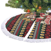 Santa Hold My Beer Christmas Tree Skirt with Beer Mugs and Holiday Pattern - Wonder Print Shop