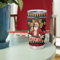 Santa Hold My Beer Christmas Tumbler Cup with Beer Mugs and Holiday Pattern - Wonder Print Shop