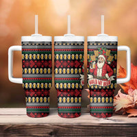 Santa Hold My Beer Christmas Tumbler With Handle with Beer Mugs and Holiday Pattern - Wonder Print Shop