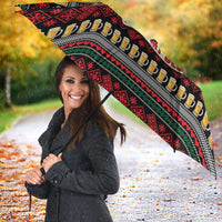 Santa Hold My Beer Christmas Umbrella with Beer Mugs and Holiday Pattern - Wonder Print Shop