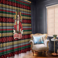 Santa Hold My Beer Christmas Window Curtain with Beer Mugs and Holiday Pattern - Wonder Print Shop