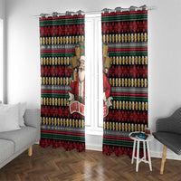 Santa Hold My Beer Christmas Window Curtain with Beer Mugs and Holiday Pattern - Wonder Print Shop