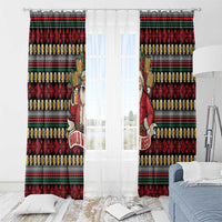 Santa Hold My Beer Christmas Window Curtain with Beer Mugs and Holiday Pattern - Wonder Print Shop
