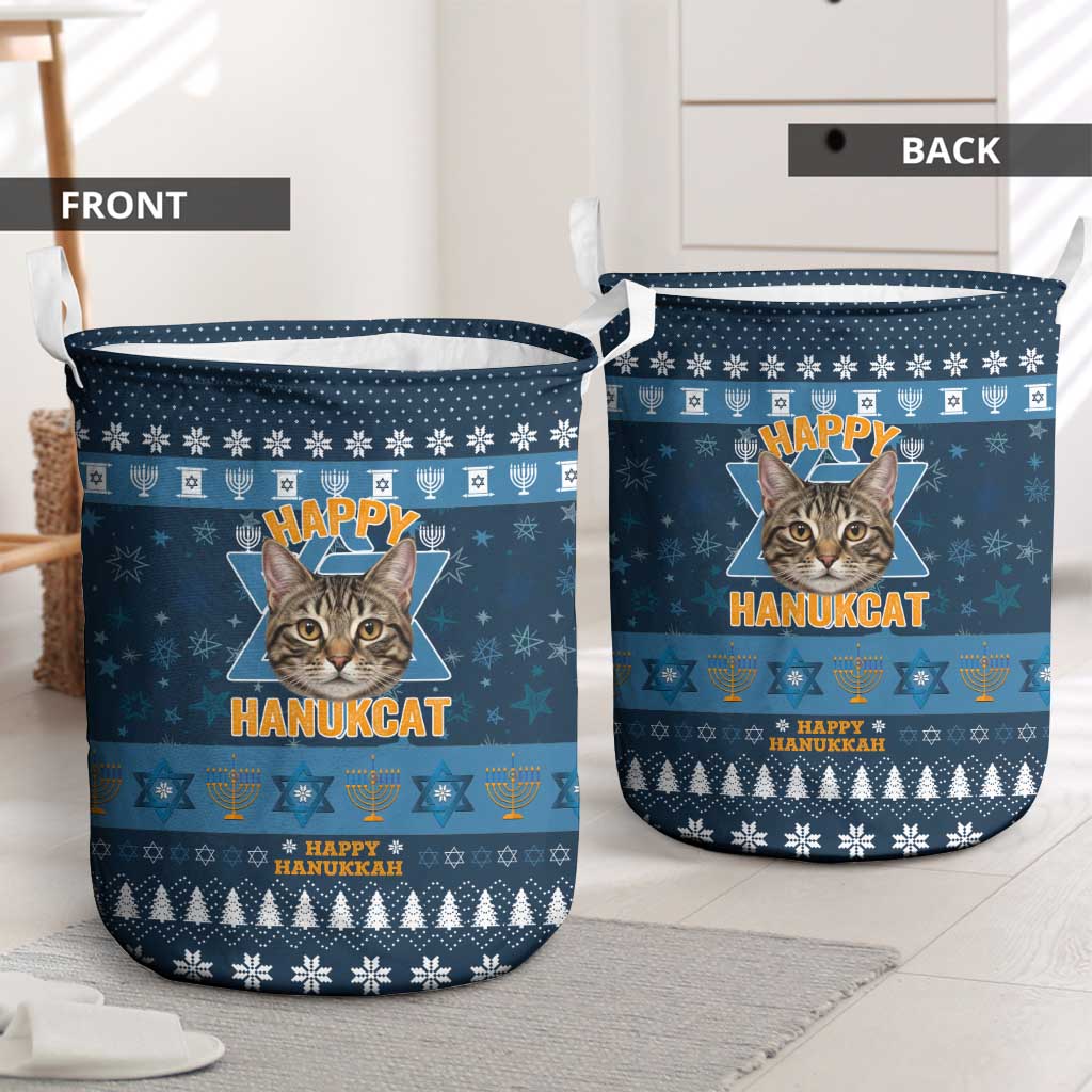 Happy Hanukcat Christmas Design Laundry Basket Xmas Holiday Patterns - Wonder Print Shop