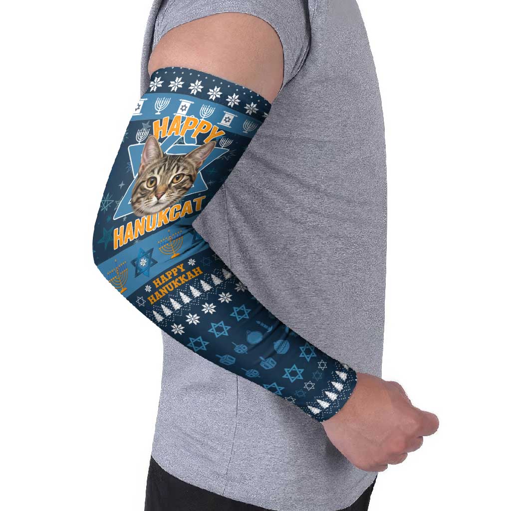 Happy Hanukcat Christmas Design Arm Sleeves Xmas Holiday Patterns - Wonder Print Shop