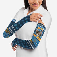 Happy Hanukcat Christmas Design Arm Sleeves Xmas Holiday Patterns - Wonder Print Shop