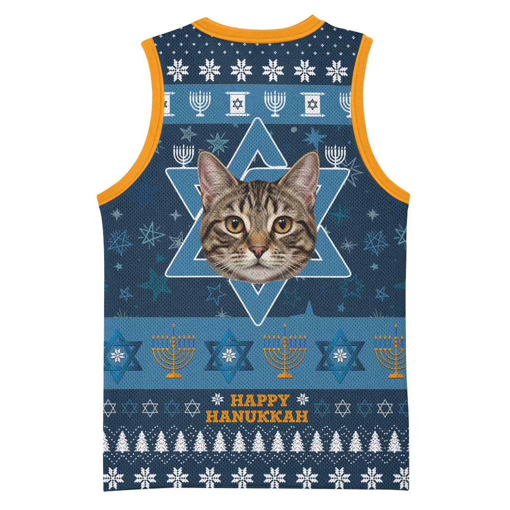 Happy Hanukcat Christmas Design Basketball Jersey Xmas Holiday Patterns - Wonder Print Shop