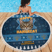 Happy Hanukcat Christmas Design Beach Blanket Xmas Holiday Patterns - Wonder Print Shop