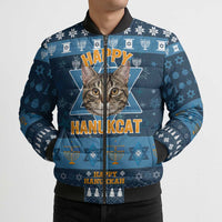 Happy Hanukcat Christmas Design Bomber Puffer Jacket Xmas Holiday Patterns - Wonder Print Shop