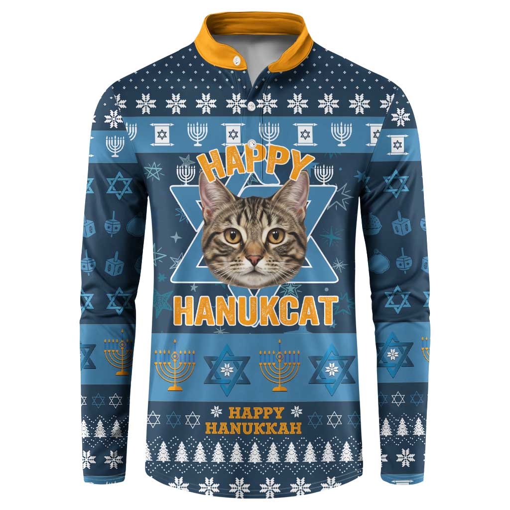 Happy Hanukcat Christmas Design Button Sweatshirt Xmas Holiday Patterns - Wonder Print Shop