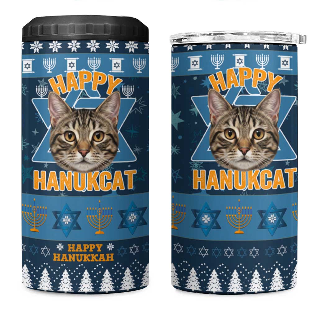 Happy Hanukcat Christmas Design 4 in 1 Can Cooler Tumbler Xmas Holiday Patterns - Wonder Print Shop