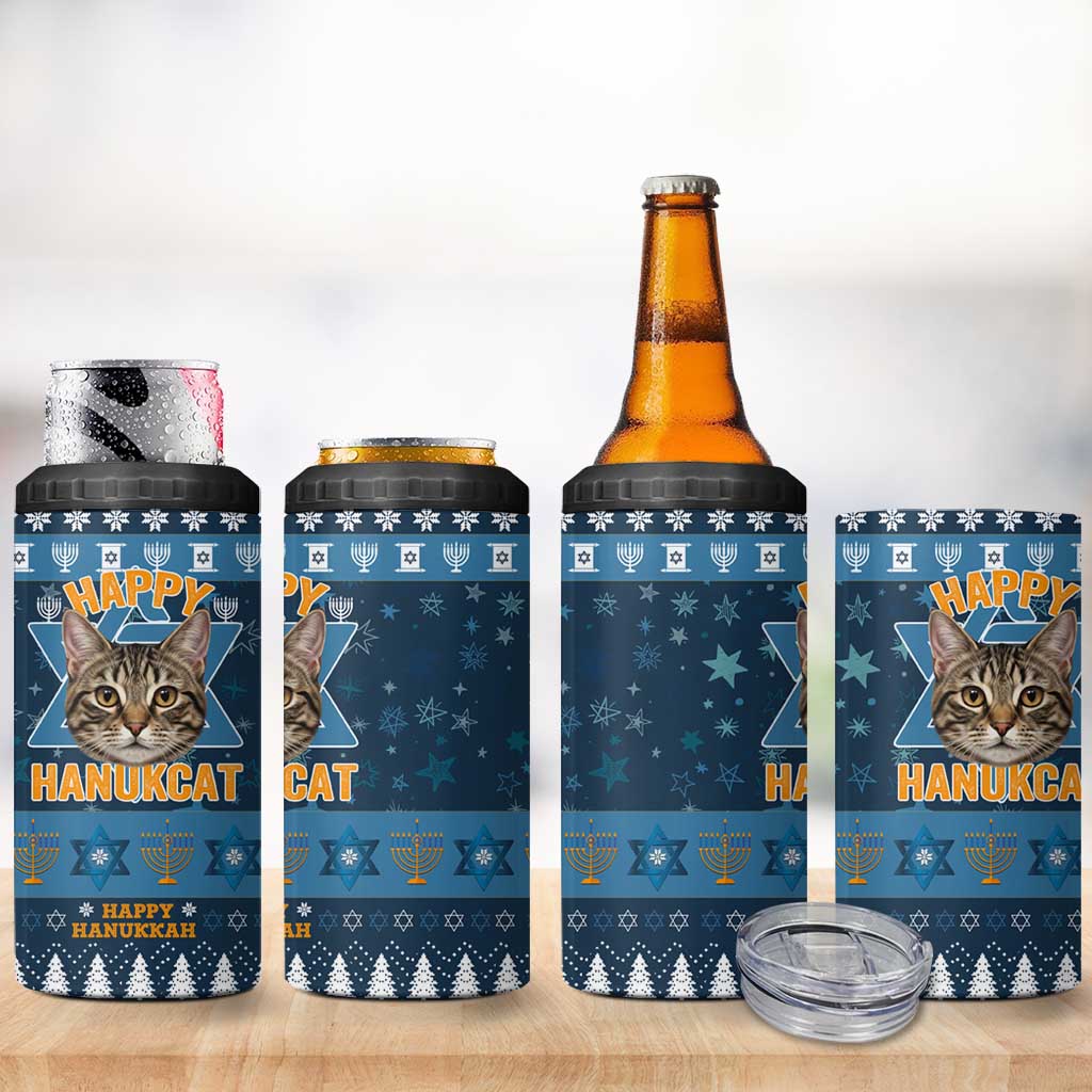 Happy Hanukcat Christmas Design 4 in 1 Can Cooler Tumbler Xmas Holiday Patterns - Wonder Print Shop