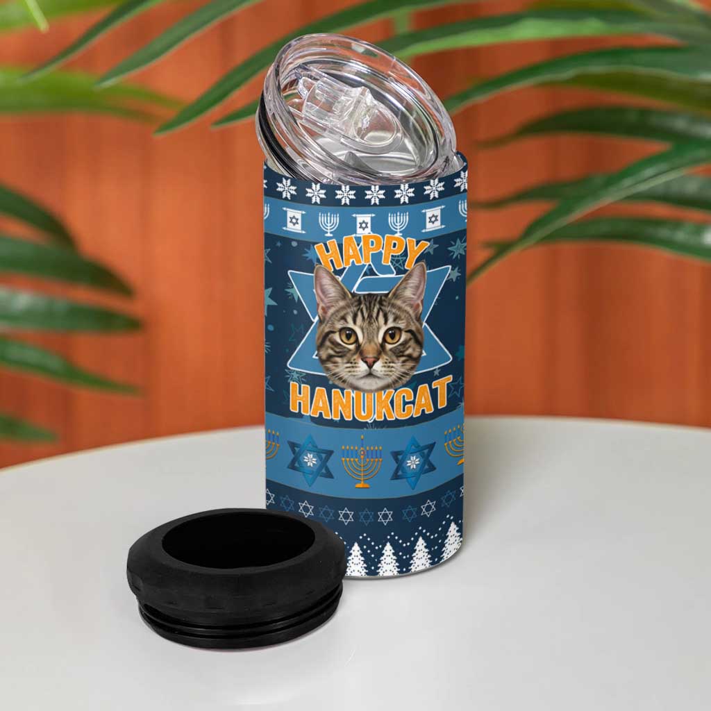 Happy Hanukcat Christmas Design 4 in 1 Can Cooler Tumbler Xmas Holiday Patterns - Wonder Print Shop