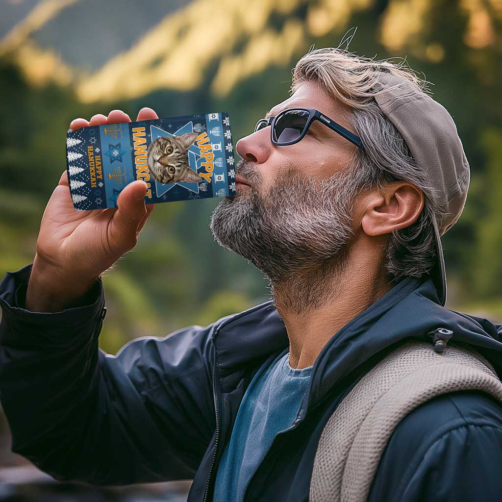 Happy Hanukcat Christmas Design 4 in 1 Can Cooler Tumbler Xmas Holiday Patterns - Wonder Print Shop