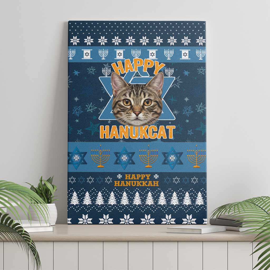 Happy Hanukcat Christmas Design Canvas Wall Art Xmas Holiday Patterns - Wonder Print Shop
