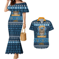 Happy Hanukcat Christmas Design Couples Matching Mermaid Dress and Hawaiian Shirt Xmas Holiday Patterns - Wonder Print Shop