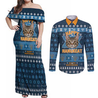 Happy Hanukcat Christmas Design Couples Matching Off Shoulder Maxi Dress and Long Sleeve Button Shirt Xmas Holiday Patterns - Wonder Print Shop