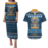 Happy Hanukcat Christmas Design Couples Matching Puletasi and Hawaiian Shirt Xmas Holiday Patterns - Wonder Print Shop