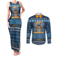 Happy Hanukcat Christmas Design Couples Matching Tank Maxi Dress and Long Sleeve Button Shirt Xmas Holiday Patterns - Wonder Print Shop