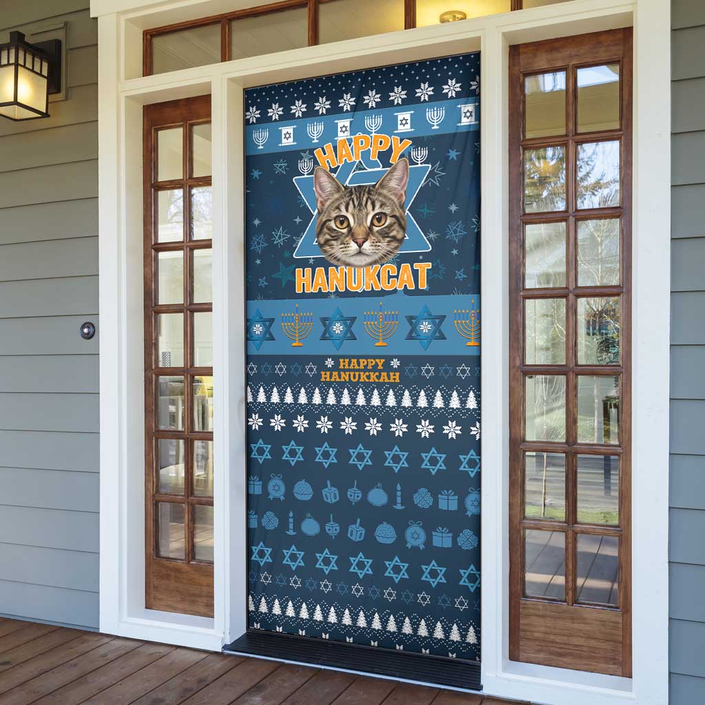 Happy Hanukcat Christmas Design Door Cover Xmas Holiday Patterns - Wonder Print Shop