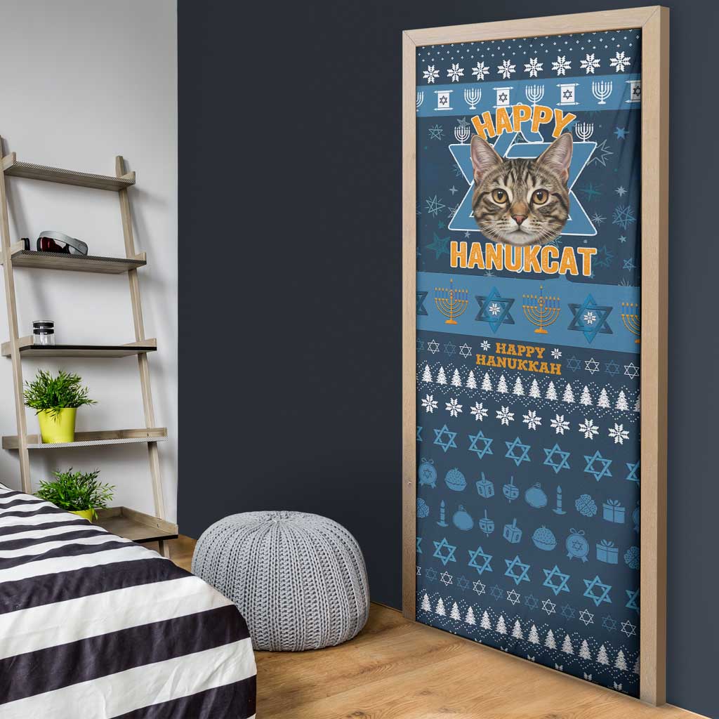 Happy Hanukcat Christmas Design Door Cover Xmas Holiday Patterns - Wonder Print Shop