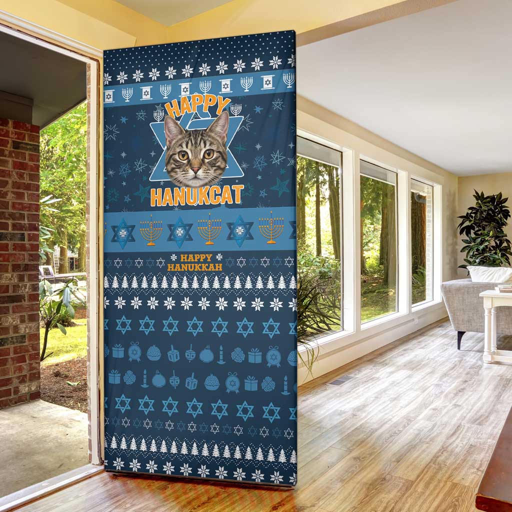 Happy Hanukcat Christmas Design Door Cover Xmas Holiday Patterns - Wonder Print Shop