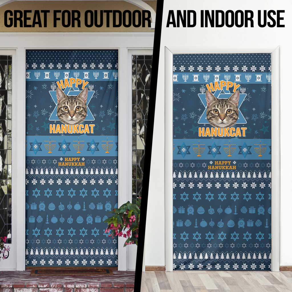 Happy Hanukcat Christmas Design Door Cover Xmas Holiday Patterns - Wonder Print Shop