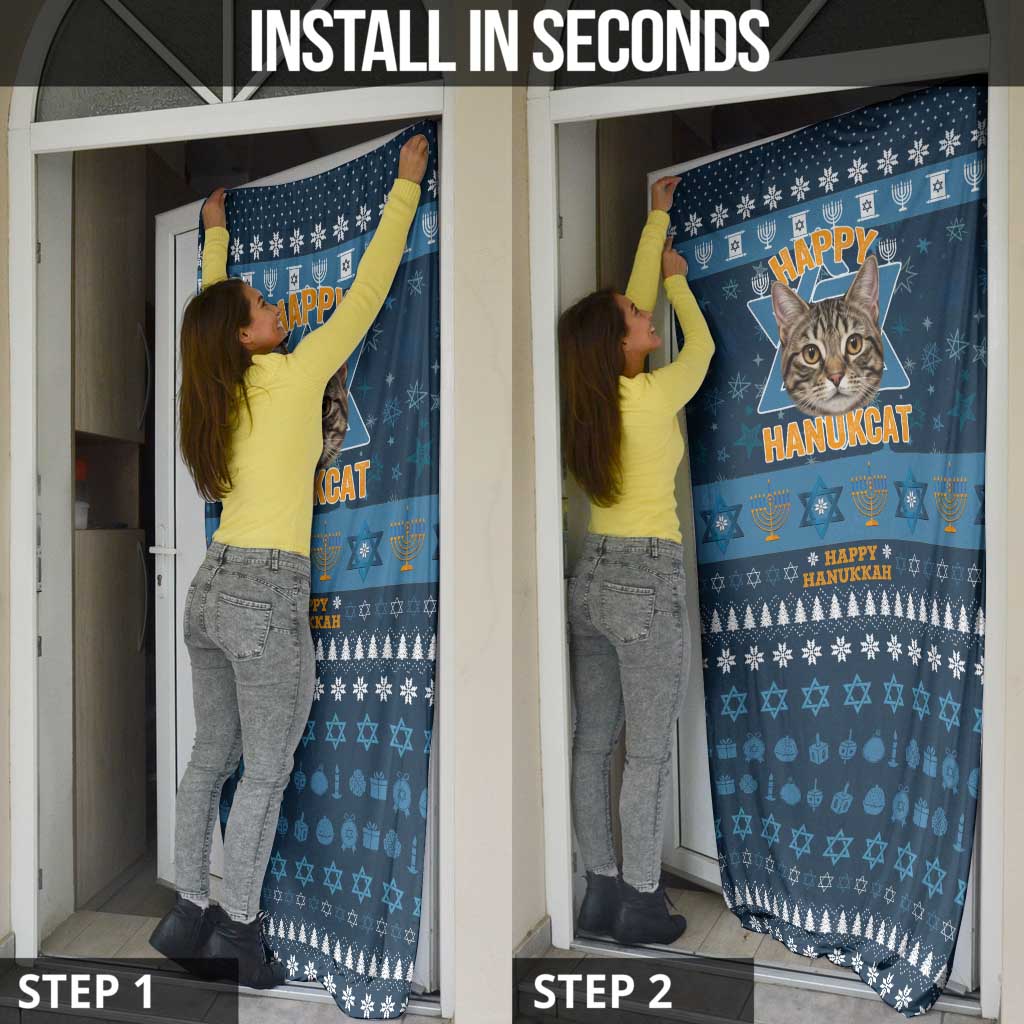 Happy Hanukcat Christmas Design Door Cover Xmas Holiday Patterns - Wonder Print Shop