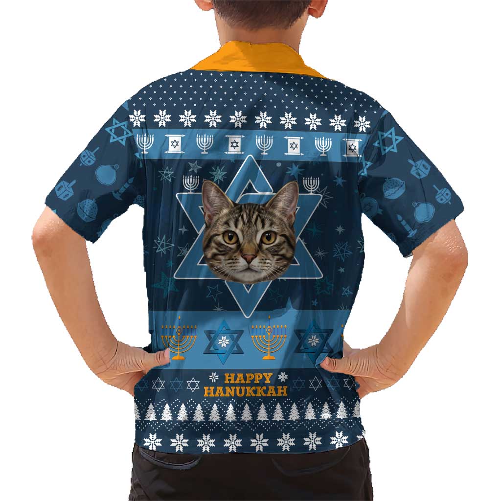 Happy Hanukcat Christmas Design Family Matching Mermaid Dress and Hawaiian Shirt Xmas Holiday Patterns - Wonder Print Shop