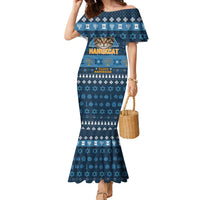 Happy Hanukcat Christmas Design Family Matching Mermaid Dress and Hawaiian Shirt Xmas Holiday Patterns - Wonder Print Shop