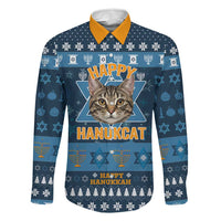 Happy Hanukcat Christmas Design Family Matching Off The Shoulder Long Sleeve Dress and Hawaiian Shirt Xmas Holiday Patterns - Wonder Print Shop