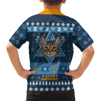 Happy Hanukcat Christmas Design Family Matching Off Shoulder Maxi Dress and Hawaiian Shirt Xmas Holiday Patterns - Wonder Print Shop