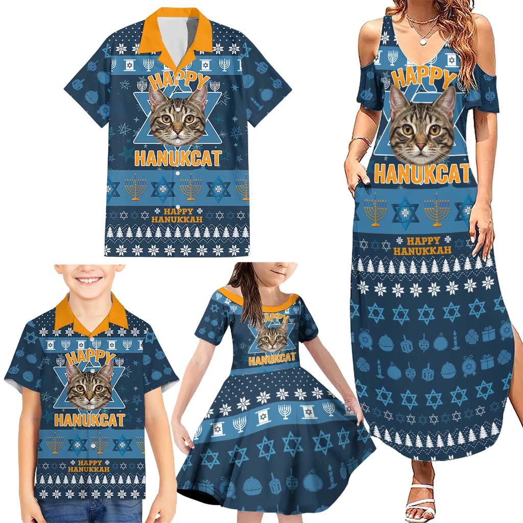 Happy Hanukcat Christmas Design Family Matching Summer Maxi Dress and Hawaiian Shirt Xmas Holiday Patterns - Wonder Print Shop