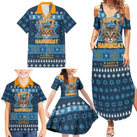 Happy Hanukcat Christmas Design Family Matching Summer Maxi Dress and Hawaiian Shirt Xmas Holiday Patterns - Wonder Print Shop
