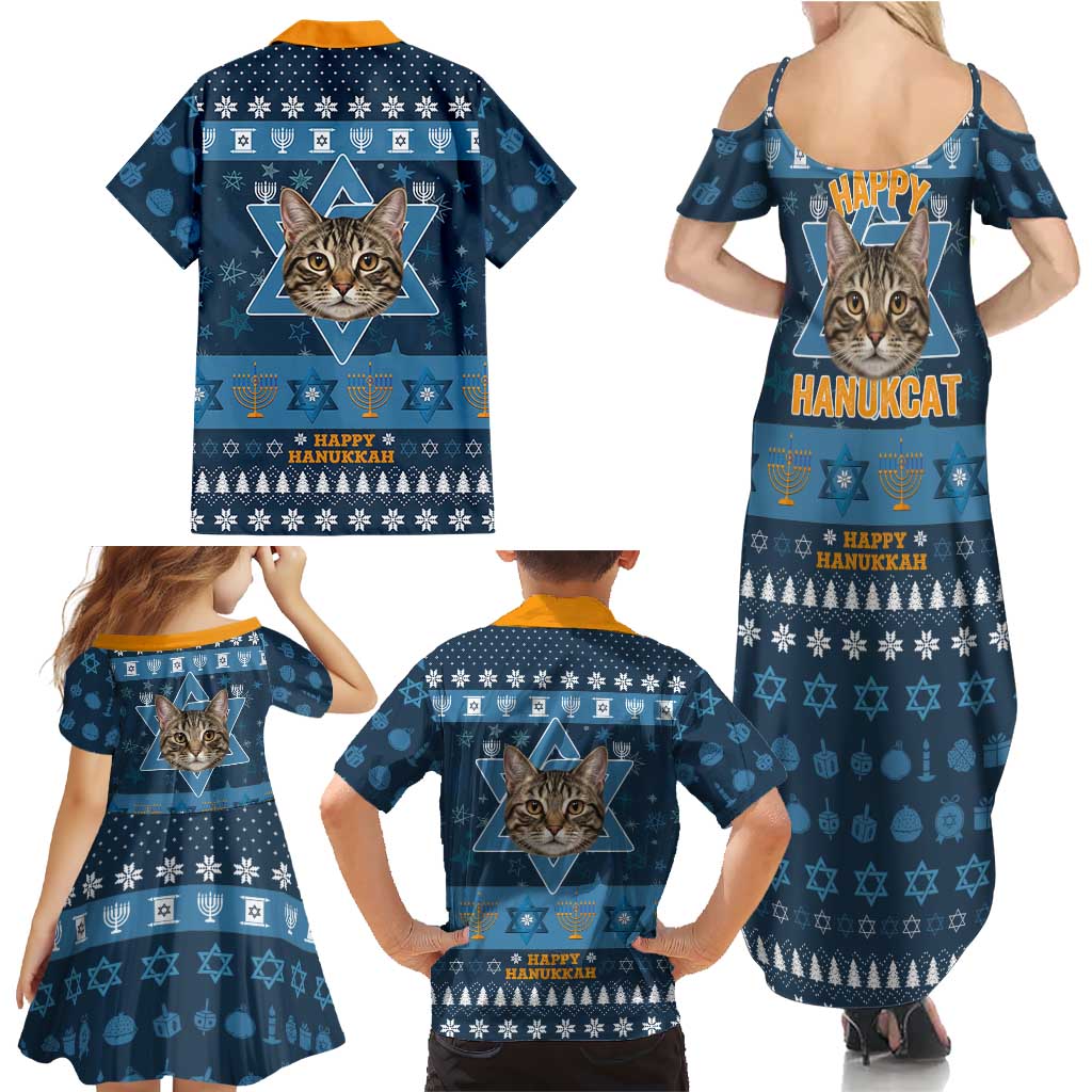 Happy Hanukcat Christmas Design Family Matching Summer Maxi Dress and Hawaiian Shirt Xmas Holiday Patterns - Wonder Print Shop