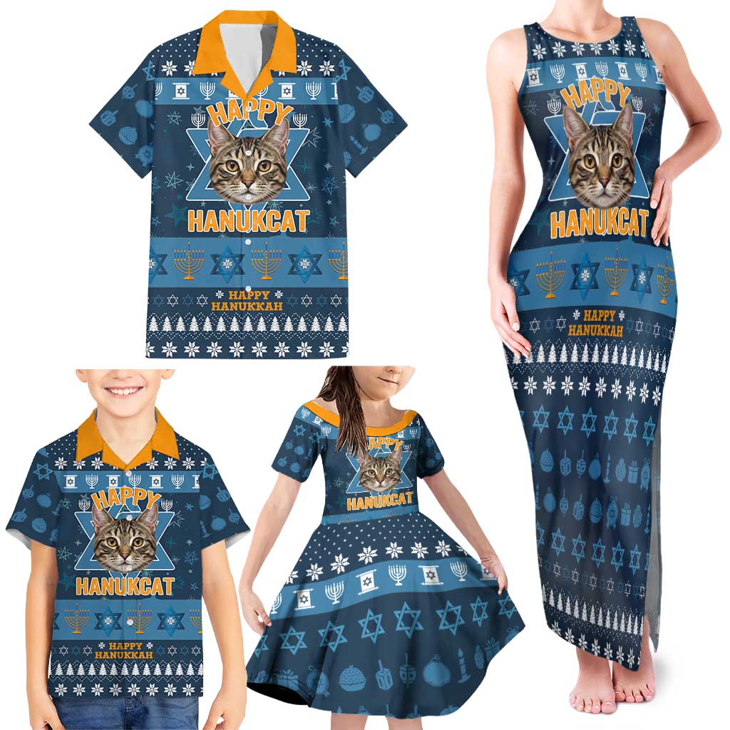 Happy Hanukcat Christmas Design Family Matching Tank Maxi Dress and Hawaiian Shirt Xmas Holiday Patterns - Wonder Print Shop