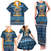 Happy Hanukcat Christmas Design Family Matching Tank Maxi Dress and Hawaiian Shirt Xmas Holiday Patterns - Wonder Print Shop