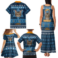 Happy Hanukcat Christmas Design Family Matching Tank Maxi Dress and Hawaiian Shirt Xmas Holiday Patterns - Wonder Print Shop